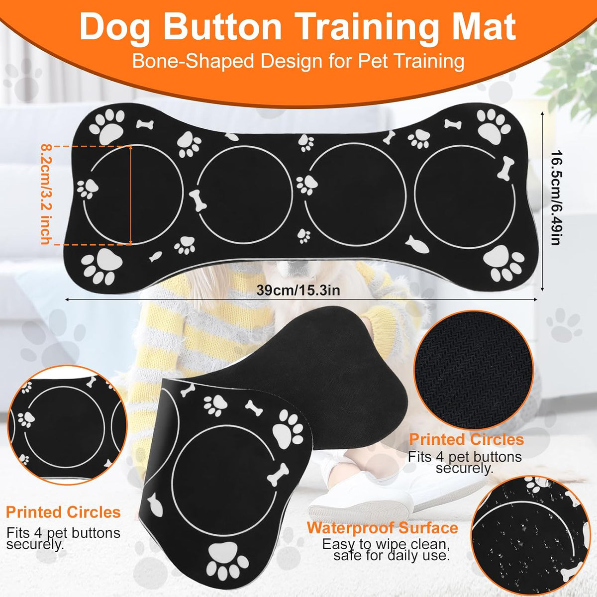 8 Pack Dog Talking Buttons for Pet Training, Recordable Voice Buttons with 30s Recording, Sound Communication Buttons for Dogs & Cats, Training Button Set with Stickers and Mat