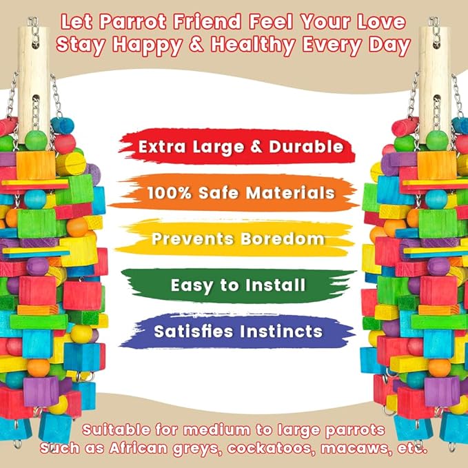 Extra Large Bird Toys for Macaws, Cockatoos - Image 2