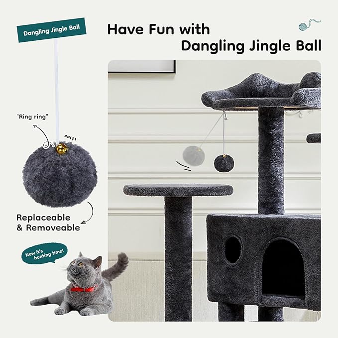 DUMOS 54-inch Indoor Cat Tree Tower –Multi-Level Pet House - Image 4