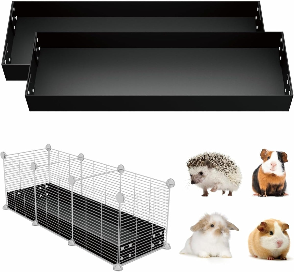 STILLCOVE 2Pcs Guinea Pig Cage Liner, Foldable Corrugated Plastic Base Tray