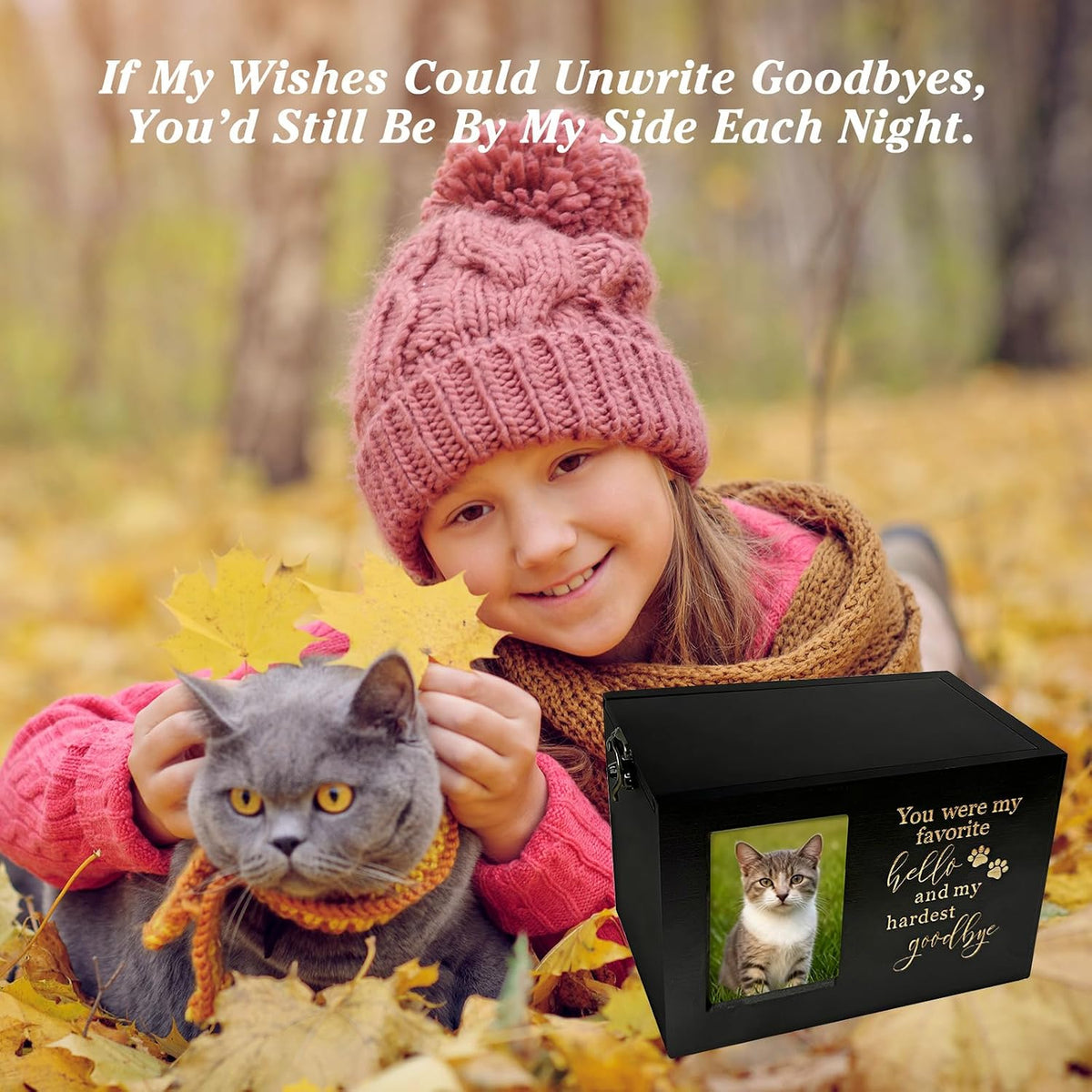 Dog Urn,Pet Urns for Dogs, Up to 80lb Pets,Pet Urn, Dog Urns for Ashes & Cat Urn, Medium Wooden Memorial Box with Photo Frame, Black Flannel Lining
