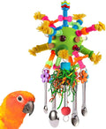Parrot Toys Bird Toys Perch Pullable Stainless Steel Spoons Colorful Acrylic by YIXUND