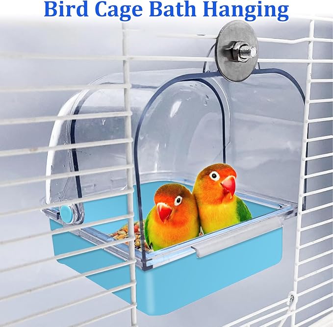 Tfwadmx Bird Cage Bath Hanging Bird Bath Supplies Parrot Bath Tub Water Shower - Image 6