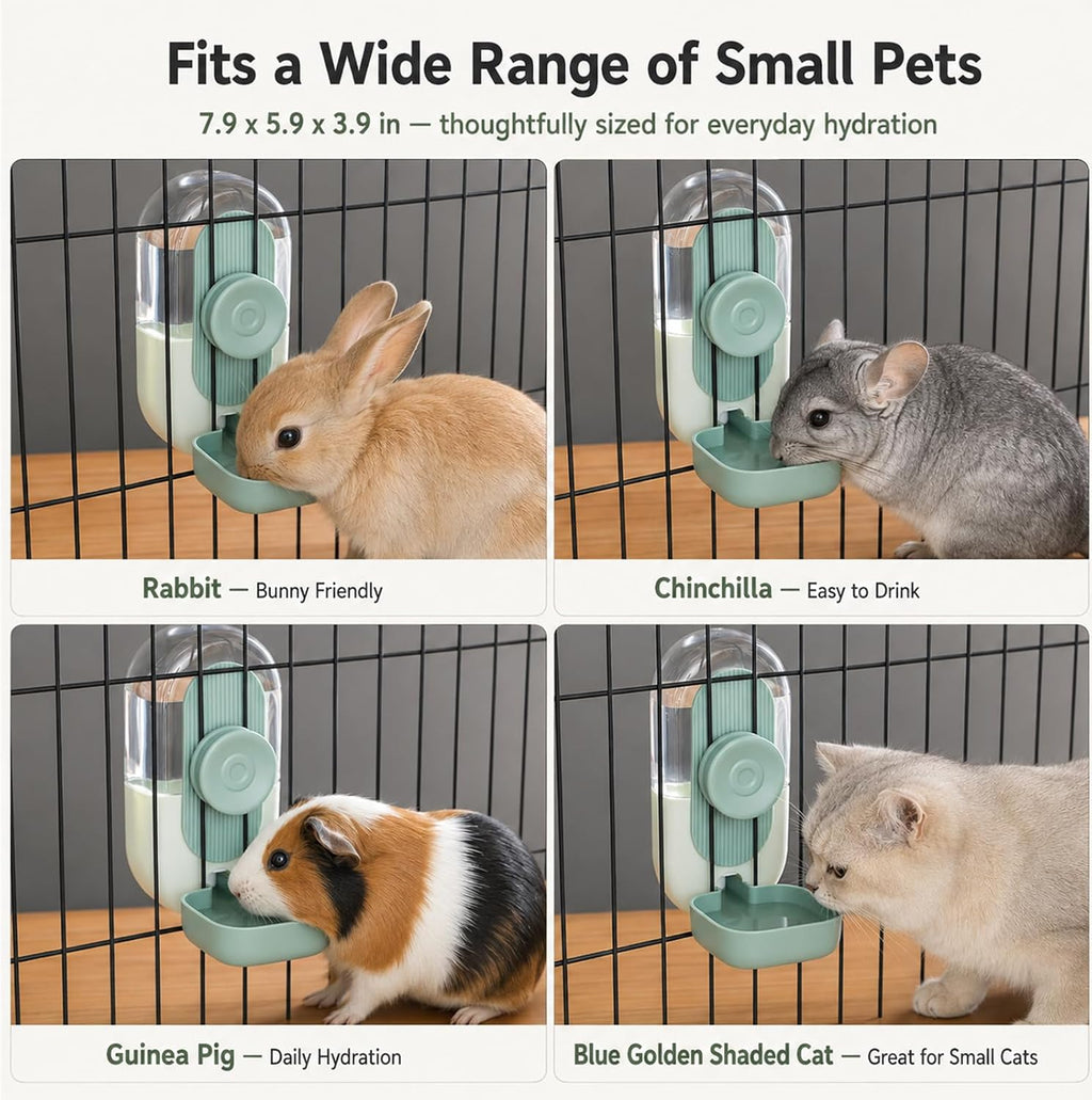 Hanging Self‑Flowing Pet Water Dispenser, 800ml Automatic Rabbit Water Bowl