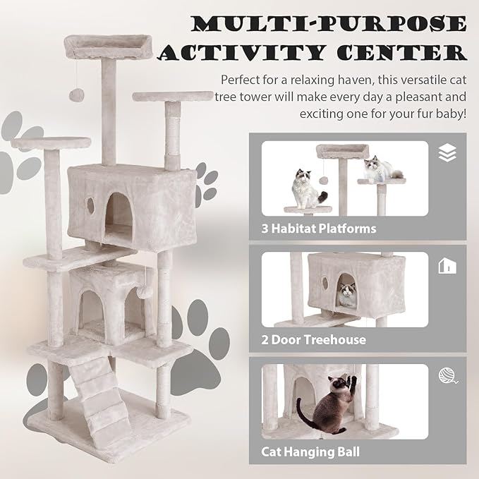 Heavy Duty Cat Tree Tower, Cat Condo, Hanging Ball - Image 4