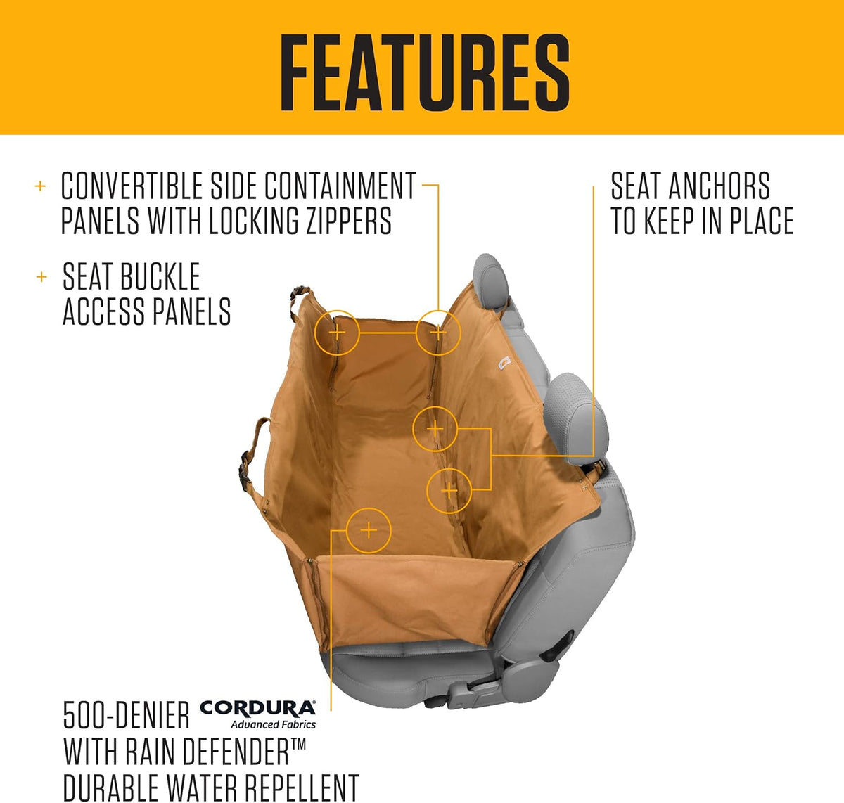 Carhartt Universal Fitted Nylon Duck Pet Hammock Carhartt Brown
