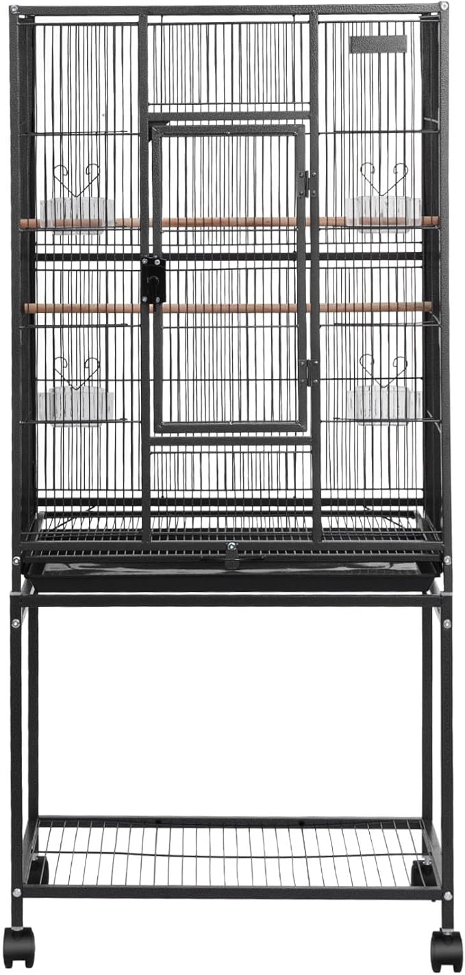 VEVOR Bird Cage, 24.6 x 16.7 x 53.9 inch, Flat Top, Wrought Iron Bird Flight - Image 9