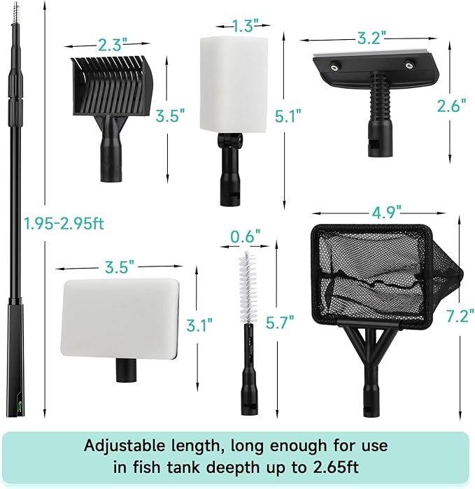 hygger 6-in-1 Aquarium Cleaning Tools, 6 Clean Heads - Image 5