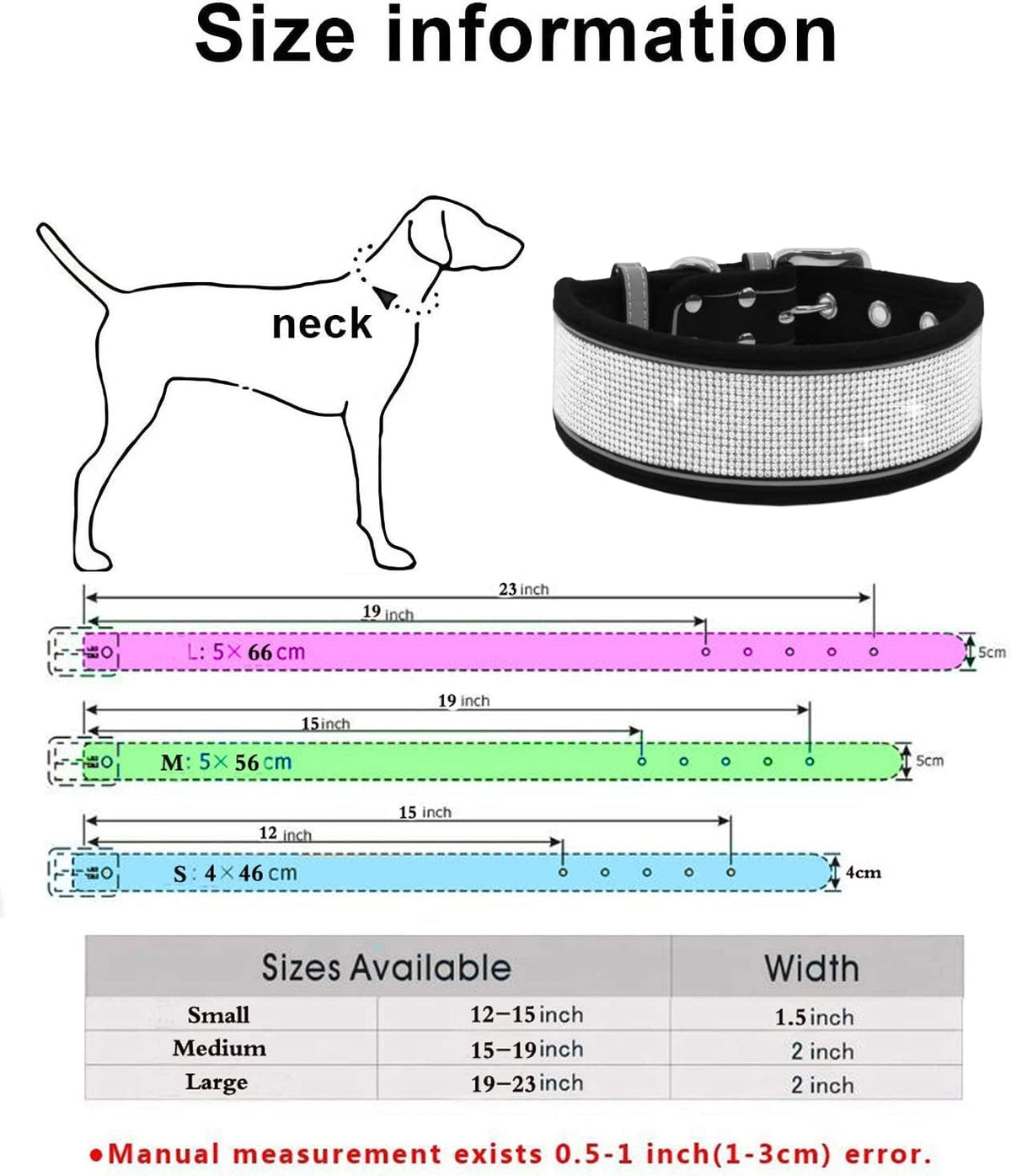 Serijoars Rhinestone Dog Collar, Dazzling Sparkling Soft Comfortable Reflective Large Dog Collar Crystal Diamond Collar for Small Medium & Large Dogs (S, Purple)