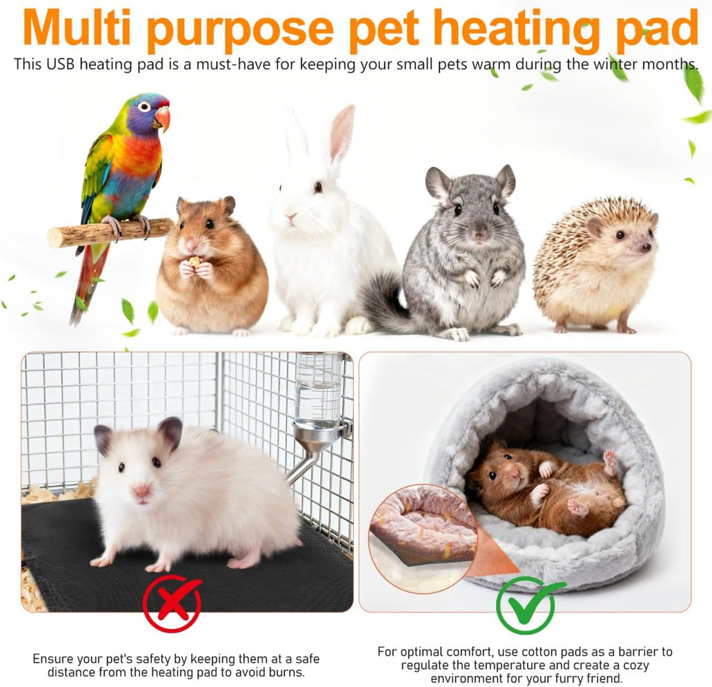 BESPORTBLE USB Heating Pad for Small Pets Hamster Reptile Heat Mat 5.5 Inch Thermal Insulation Mat for Rabbits Birds Chinchillas Winter Warm Cushion