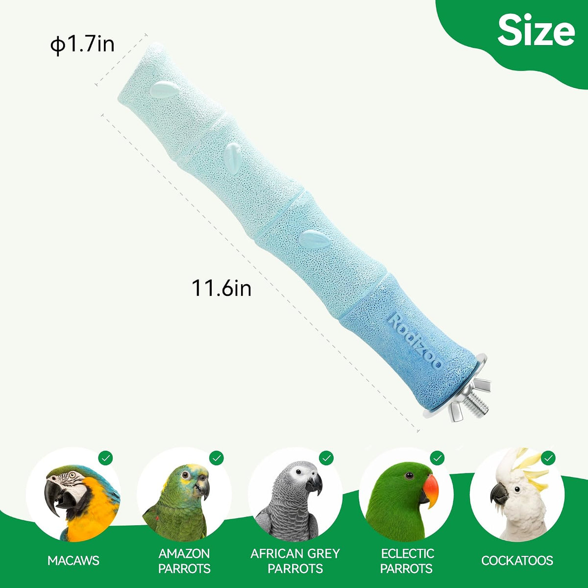 Large Parrot Perch, Bird Nails & Beak Grinding Bird Perch for Cage-Blue