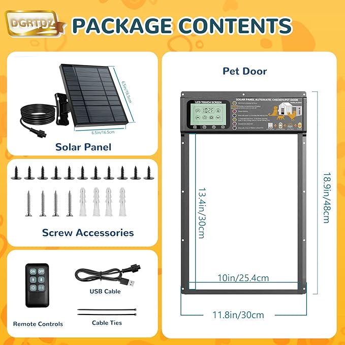 Dog Door, Solar & USB Rechargeable Pet Door, Timer & Light Sensor Modes Doggy - Image 6
