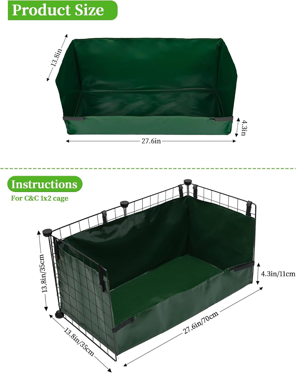 Guinea Pig Litter Box, Hay Holder, Cage Liner, Washable & Reusable