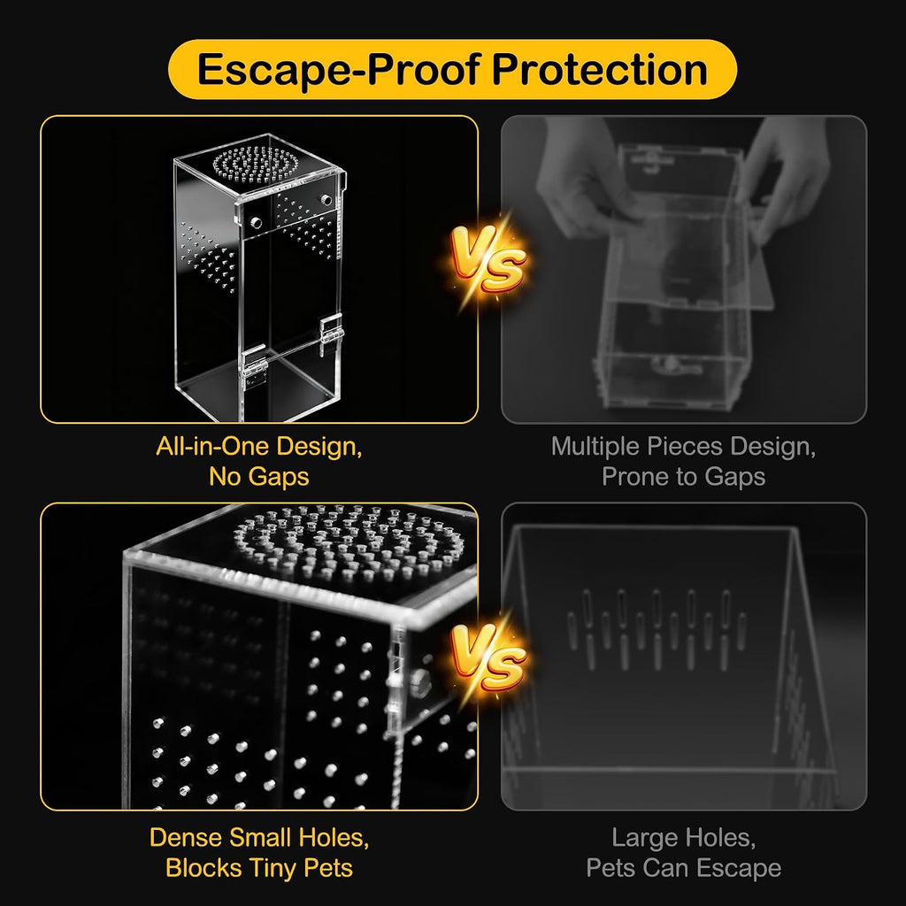Jumping Spider Enclosure Starter Kit,3 x 3 x 6 in Acrylic Terrarium