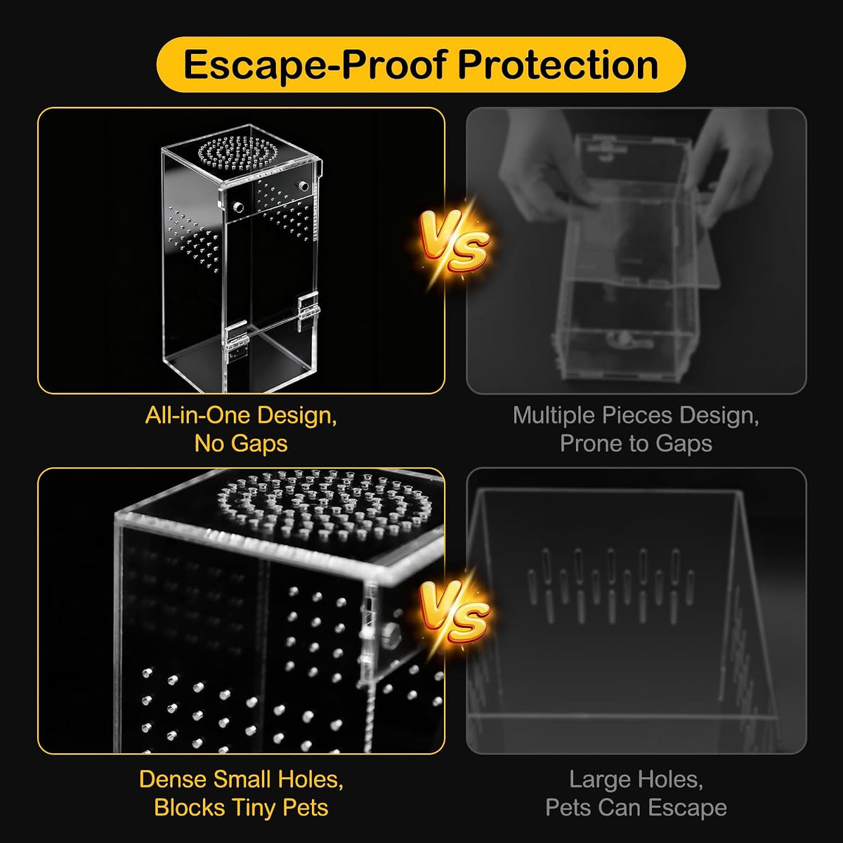 Jumping Spider Enclosure Starter Kit,3 x 3 x 6 in Acrylic Terrarium