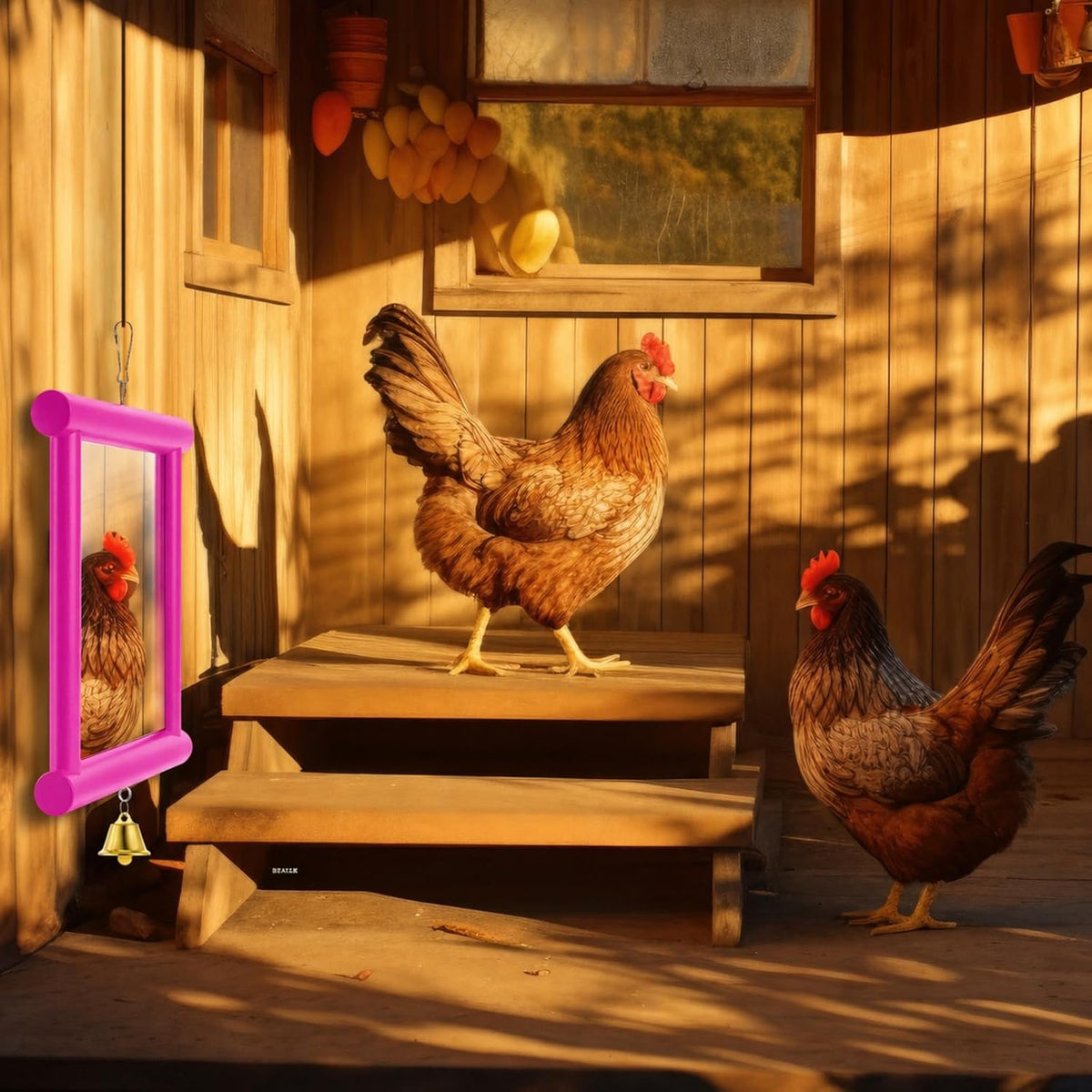 Sadnyy Extra Large Chicken Mirror Toy for Coop Square Double Side Mirror