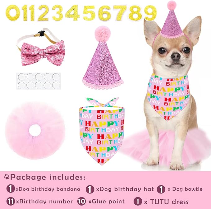 PET SHOW 4Pcs Pink Dog Birthday Hat - Image 4