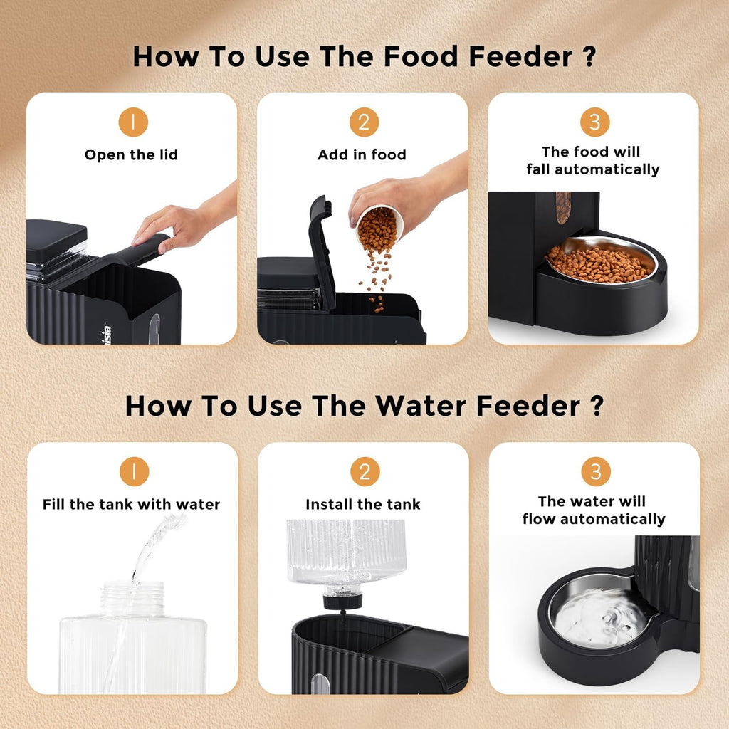 ZOMISIA Gravity Cat Food and Water Dispenser, 2 in 1 Automatic CatFeeder