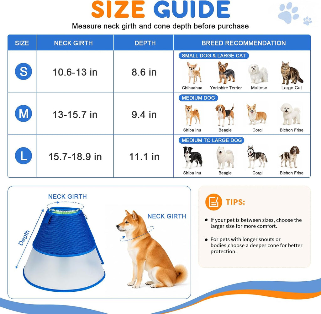 Soft Dog Cone Collar for Small Dogs, Adjustable Recovery Collar to Stop Licking, Comfortable E-Collar Alternative After Surgery, S