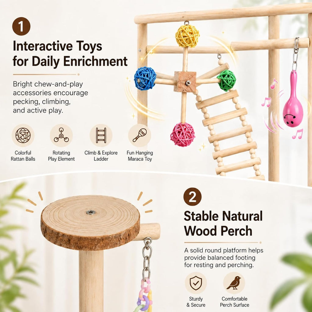 Bird Playground, 4-Layer Parrot Playground for Small to Medium Birds