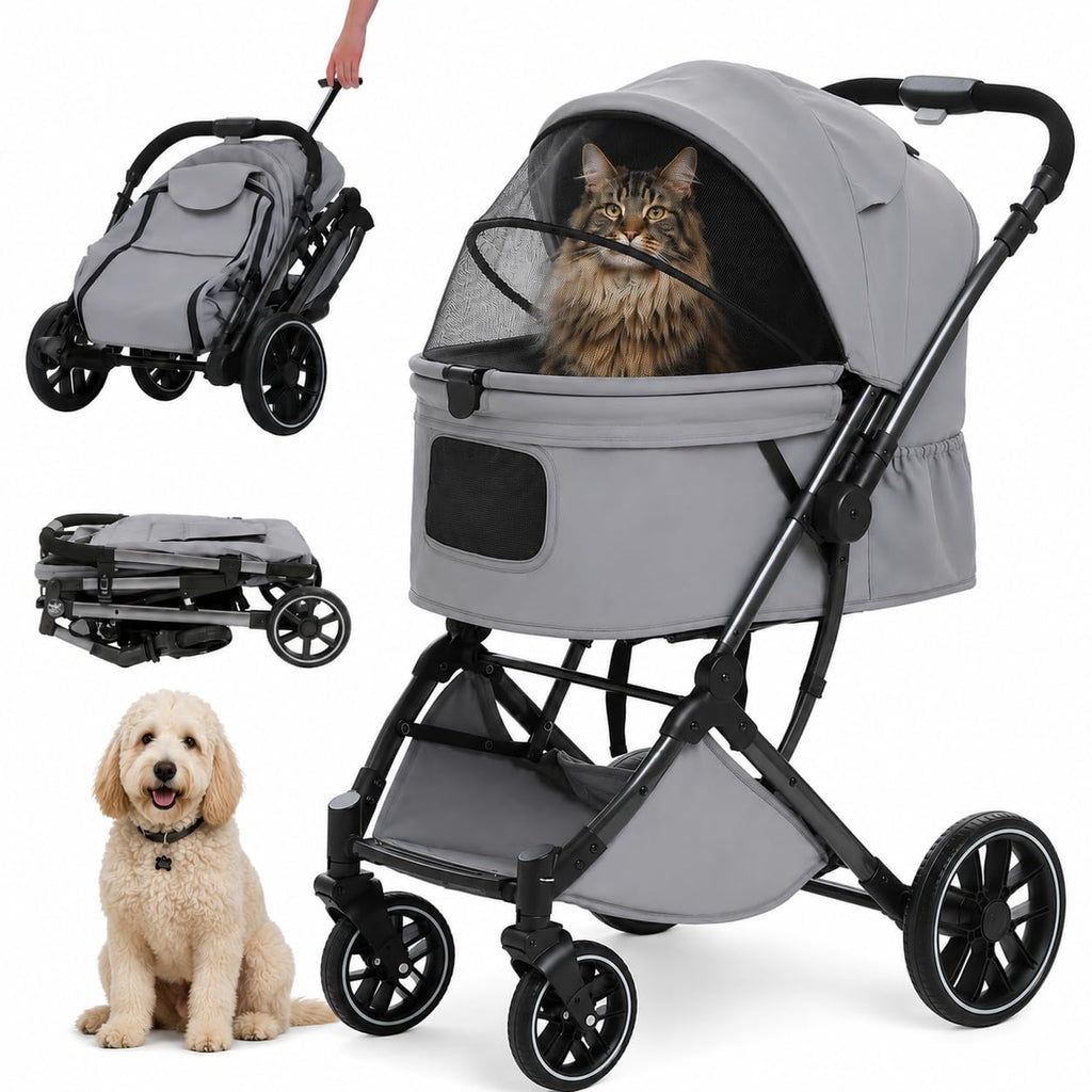 MUTTROS Pet Stroller for Dogs & Cats, 66lbs, Gray