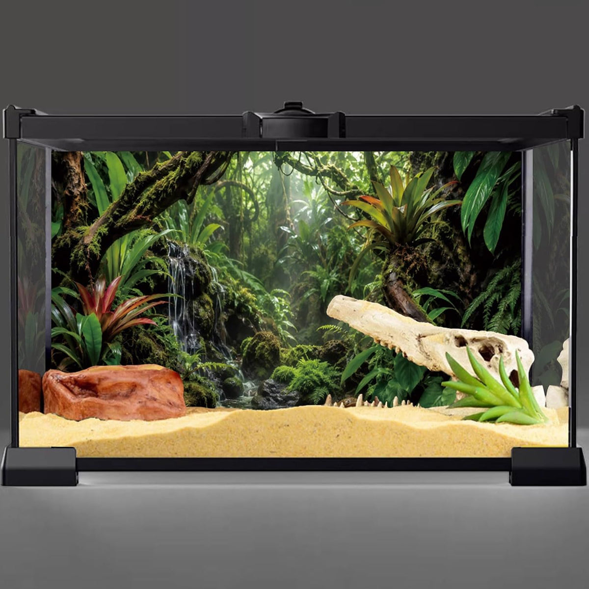 Rainforest Waterfall Reptile Habitat Background 72x24 In Terrarium Backdrop