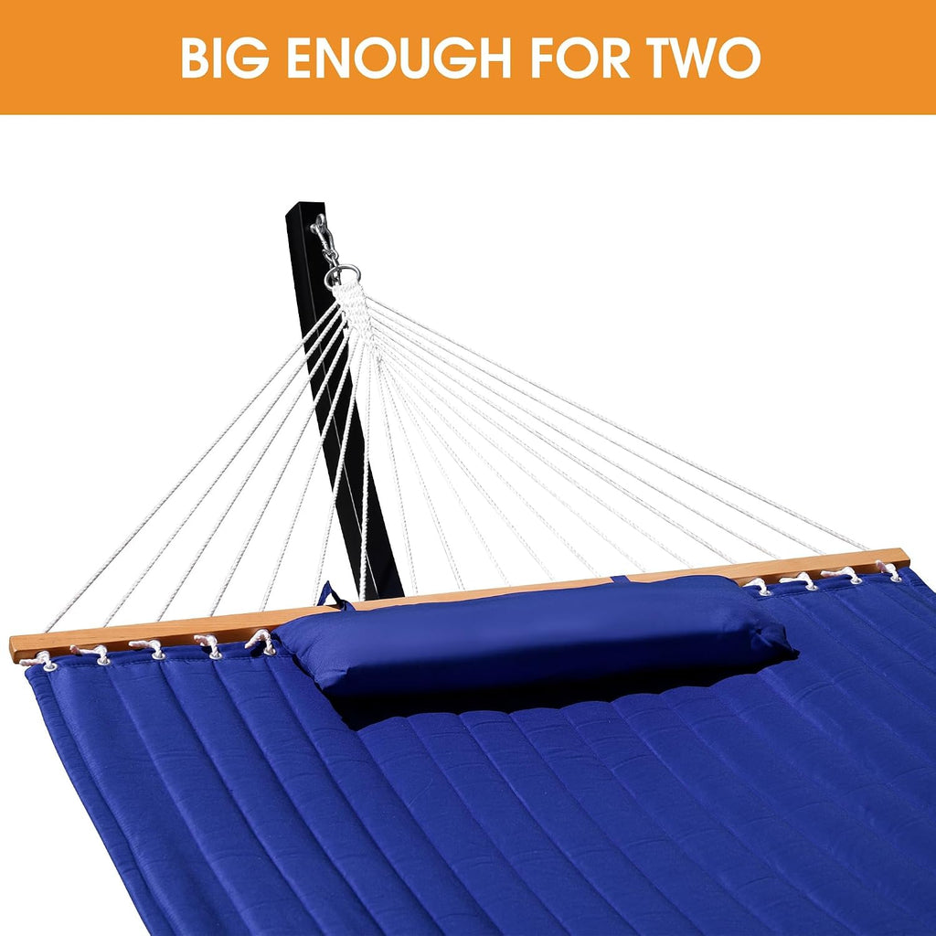 Lazy Daze 12 Ft Double Quilted Hammock with Curved Steel Black Stand