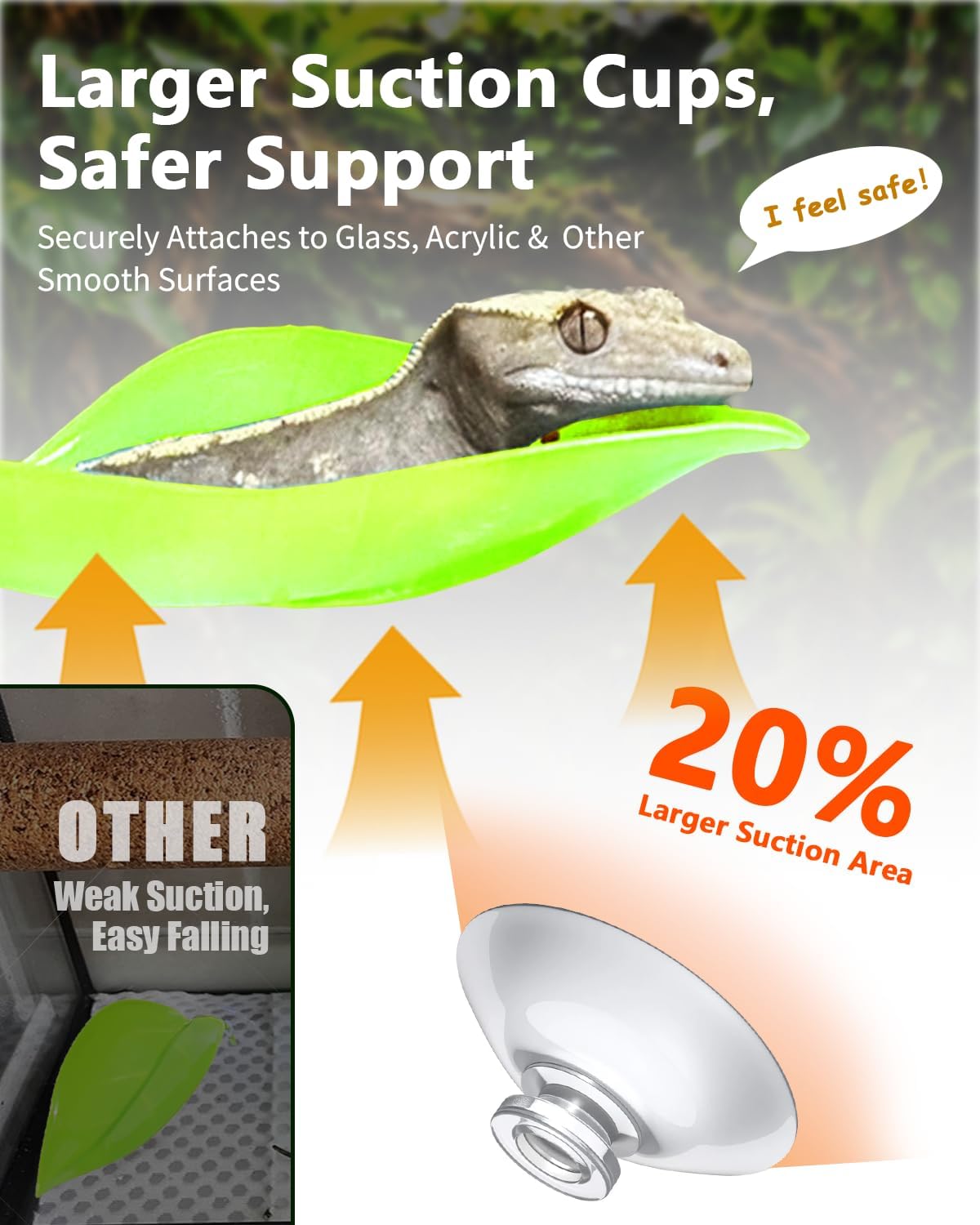 Crested Gecko Tank Accessories, 3PCS Reptile Leaf Hide Platform with Strong Suction Cups, Climbing & Resting Habitat Decor for Crested Geckos, Tree Frogs, Lizards and Small Reptiles (Dark Green)
