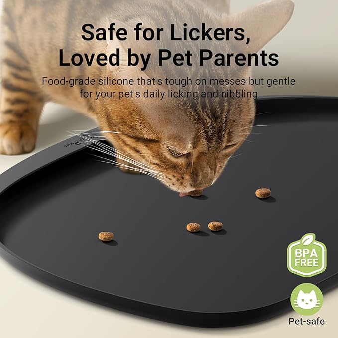 DownyPaws Cat Food Mats for Floors Waterproof, BPA Free Silicone Pet Feeding Mat - Image 2