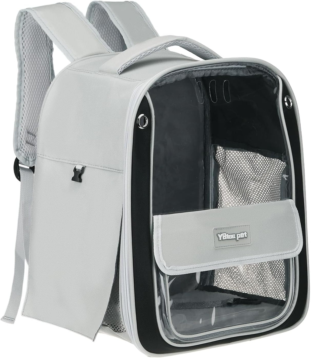 Pet Backpack Carrier, Portable and Ventilated, Oxford Cloth, Dogs Cats and Small Animals Travel Bag 13", (Gray, 1 Pcs), Intended for Hiking/Camping/Traveling