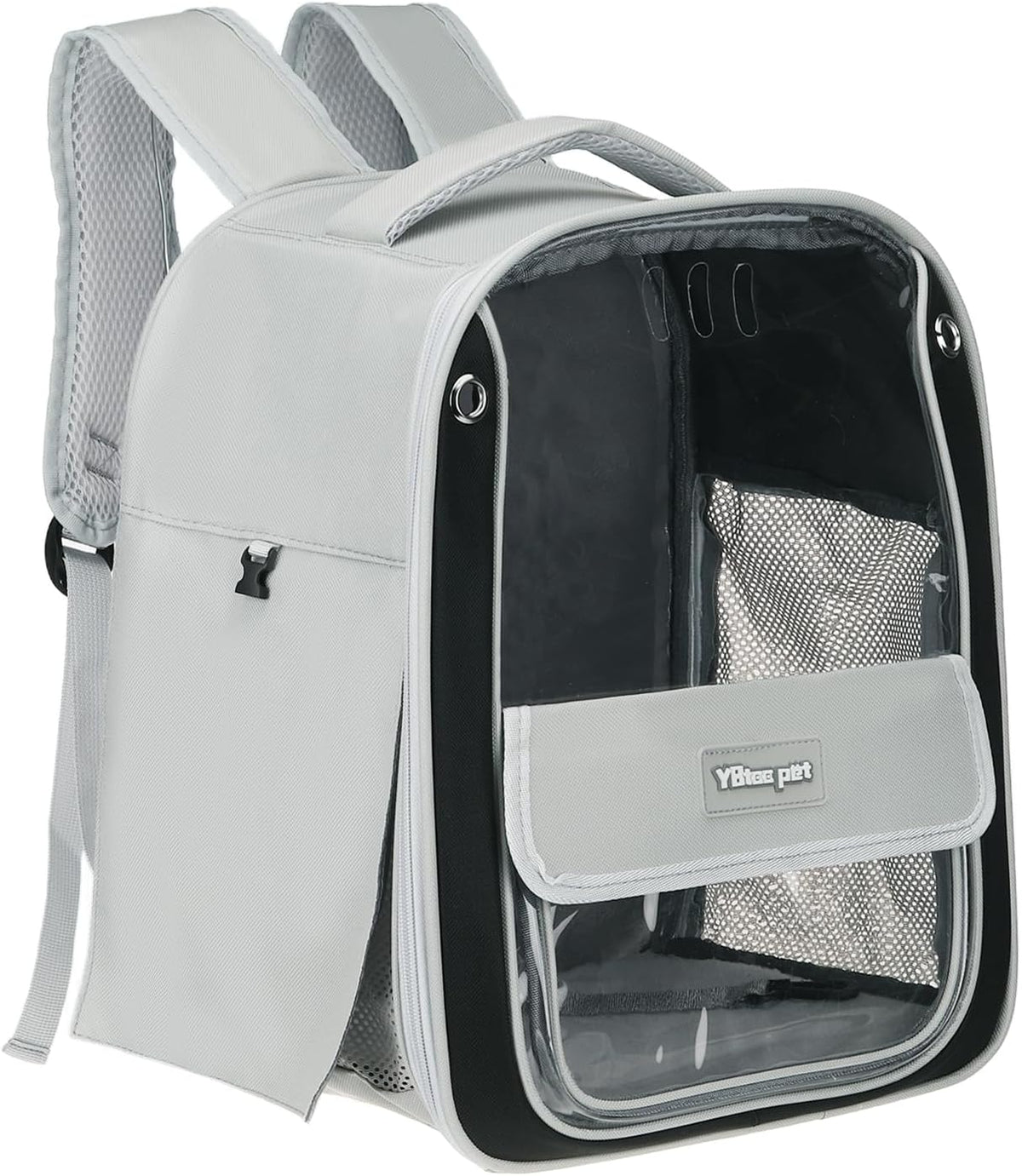 Pet Backpack Carrier, Portable and Ventilated, Oxford Cloth, Dogs Cats and Small Animals Travel Bag 13", (Gray, 1 Pcs), Intended for Hiking/Camping/Traveling