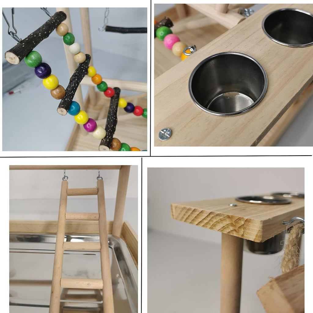 Bird Playground Wooden Parrot Stand Parakeet Perch Bird Play Gym