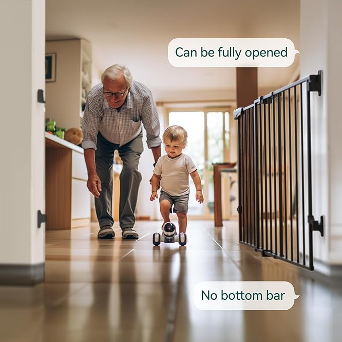 Babelio 31.5-55" No Bottom Bar Baby Gate Extra Wide, 2-in-1 Auto Close Dog Gate - Image 3