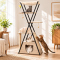 71" Modern Wood Cat Tree for Large Cats - Heavy Duty Tall Cat Tower for Indoor Cats, Multi-Level Cat Furniture with Spacious Condo, Large Perch, Scratching Posts & Hammock (Beige)