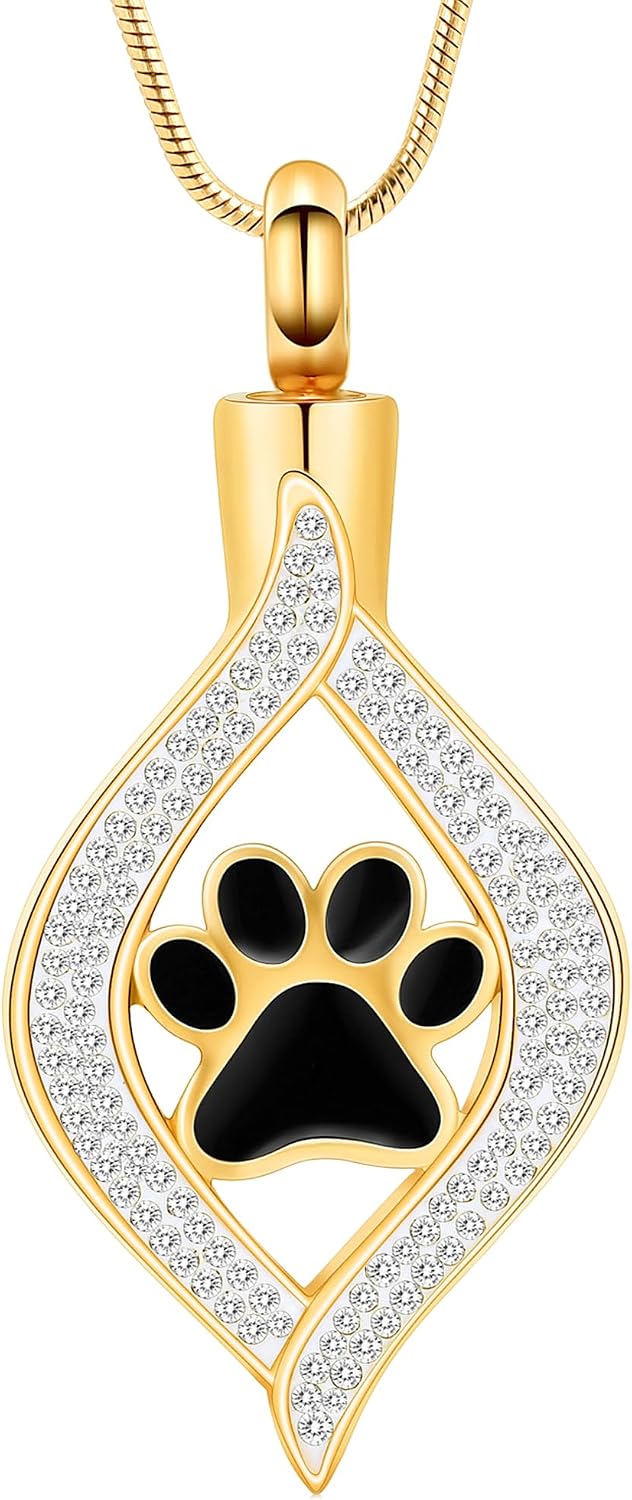 The Eye of My Heart Paw Print Urn Necklace for Ashes