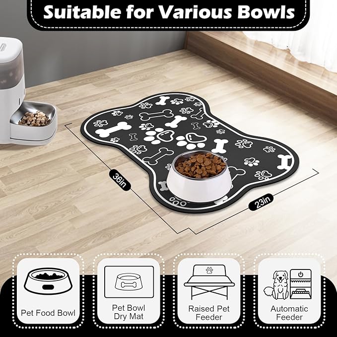 Dog Cat Food Mat, Rapid Absorbent Pet Feeding Mat, Bone Shaped Dog Placemat - Image 7