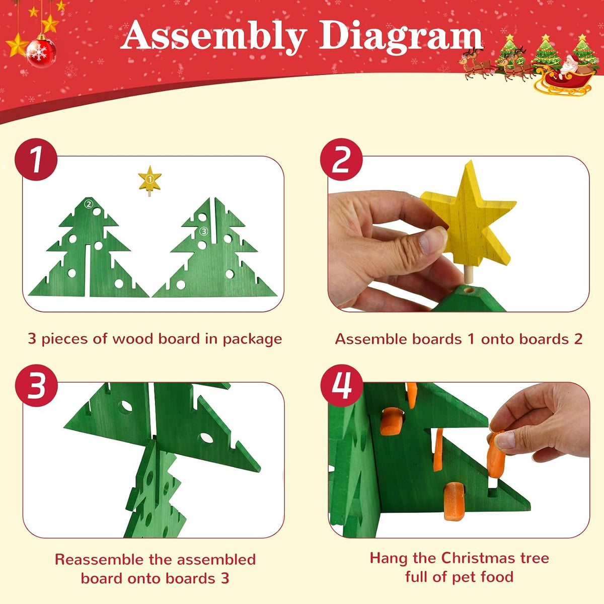 Rabbit Foraging Puzzle Toy - Christmas Tree Guinea Pig Bunny Hamster Vegetable Hay Feeder