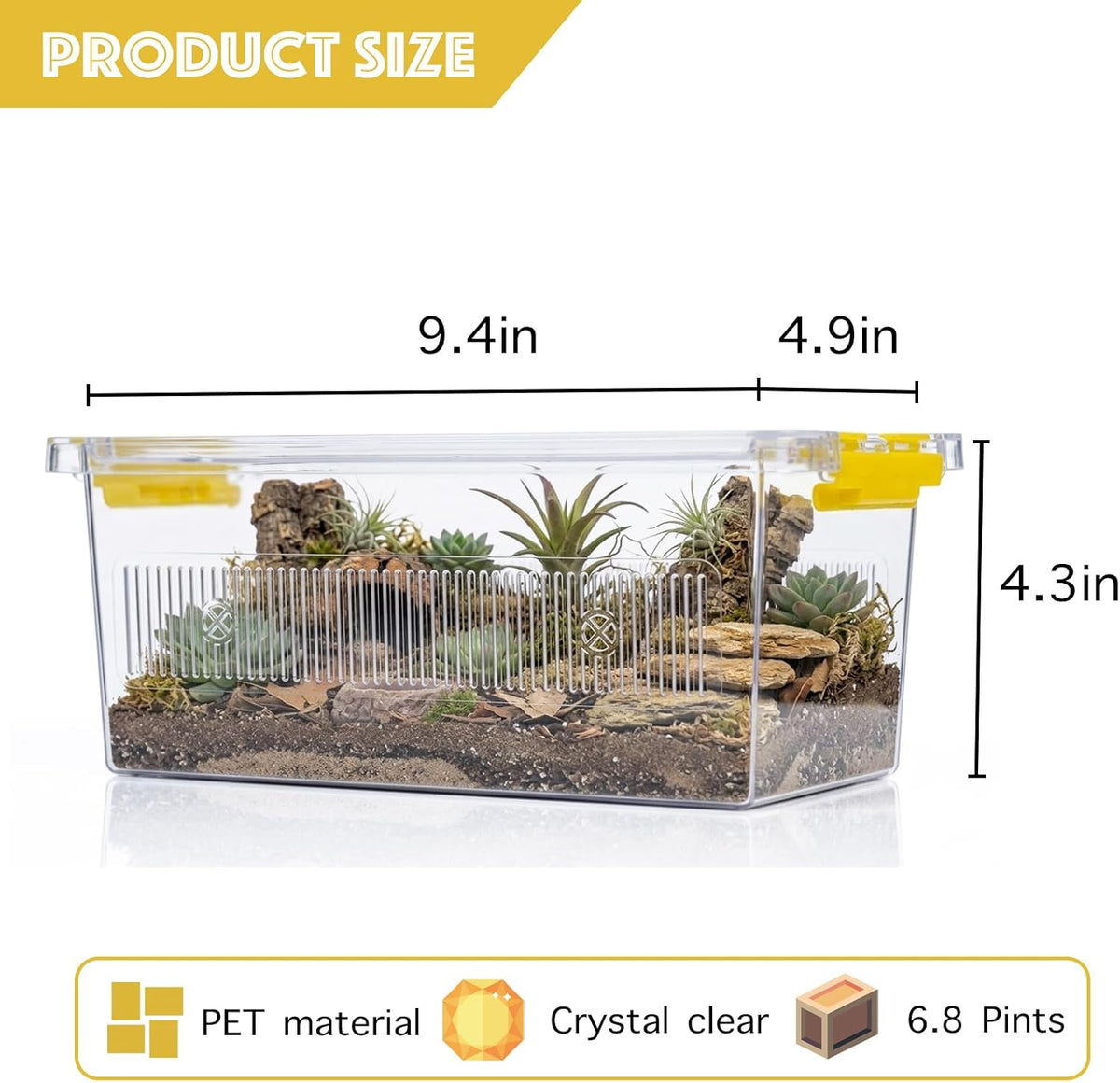 4 Pack ABS Reptile Breeding Box with 100 Non-Woven Pads Each – Stackable Reptile Enclosure for Snakes, Lizards & Spiders – Ventilated Hatchling Reptile Terrarium 8.7x4.3x3.9 Inch