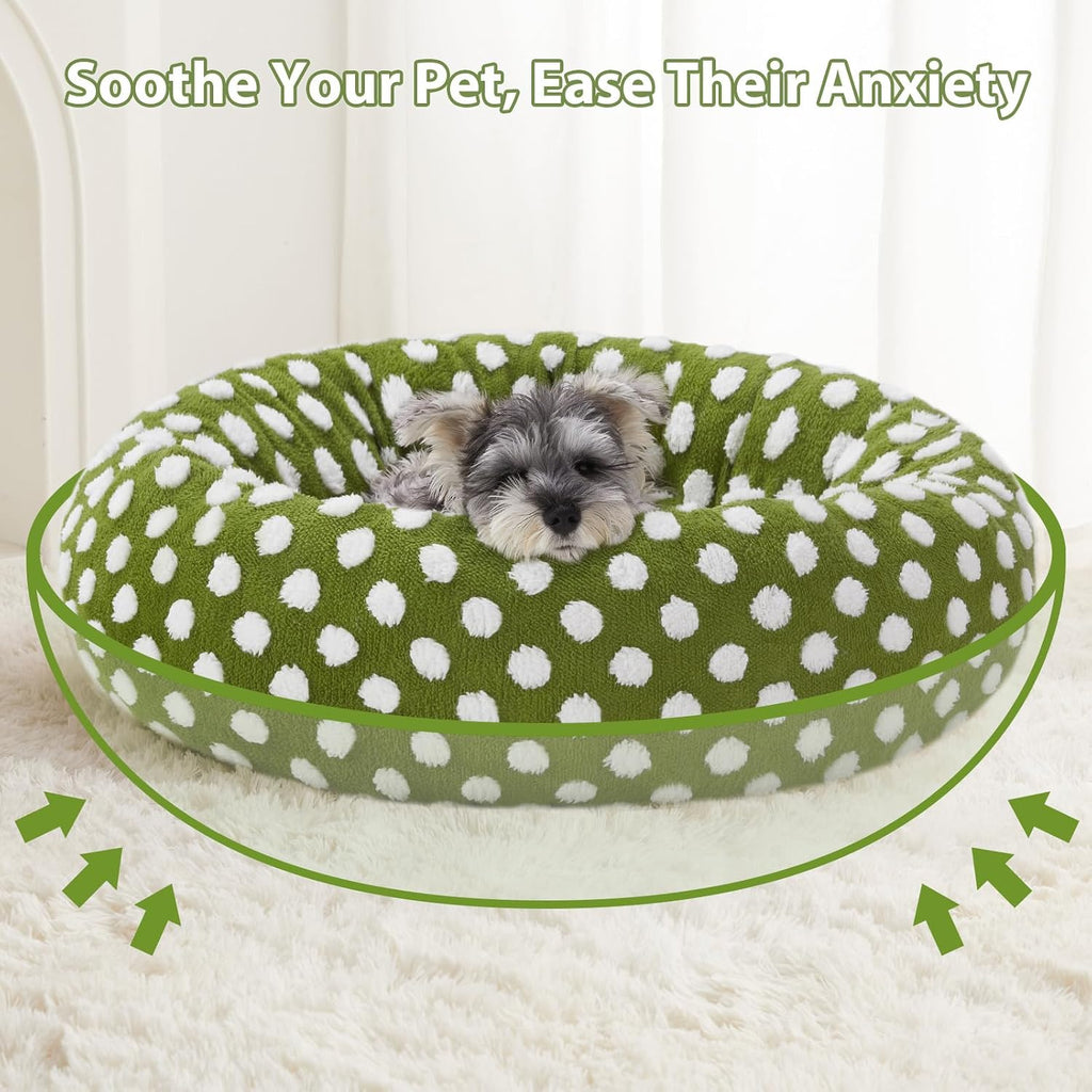 BFPETHOME Donut Dog Beds for Small Dogs, Round Cat Beds for Indoor Cats, Calming Pet Bed for Puppy and Kitty with Non-Slip Bottom, Cute Fancy Dog Bed Machine Washable Plush Fabric
