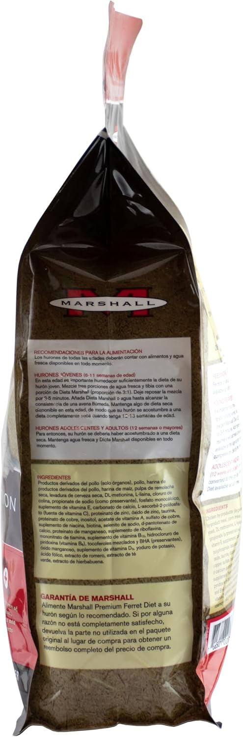 Marshall Pet Products Premium Ferret Diet, 4 lbs Pellet Bag, Complete Nutrition Formula - Single Food Bag