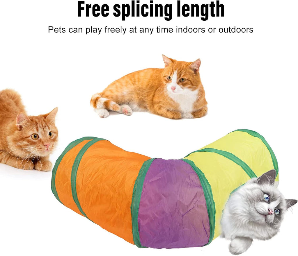 Rainbow Cat Tunnel, Thickening Interactive Pet Tunnel Foldable Cat Play Tunnel Exercising Hiding Training and Running Tunnel for Indoor Cats