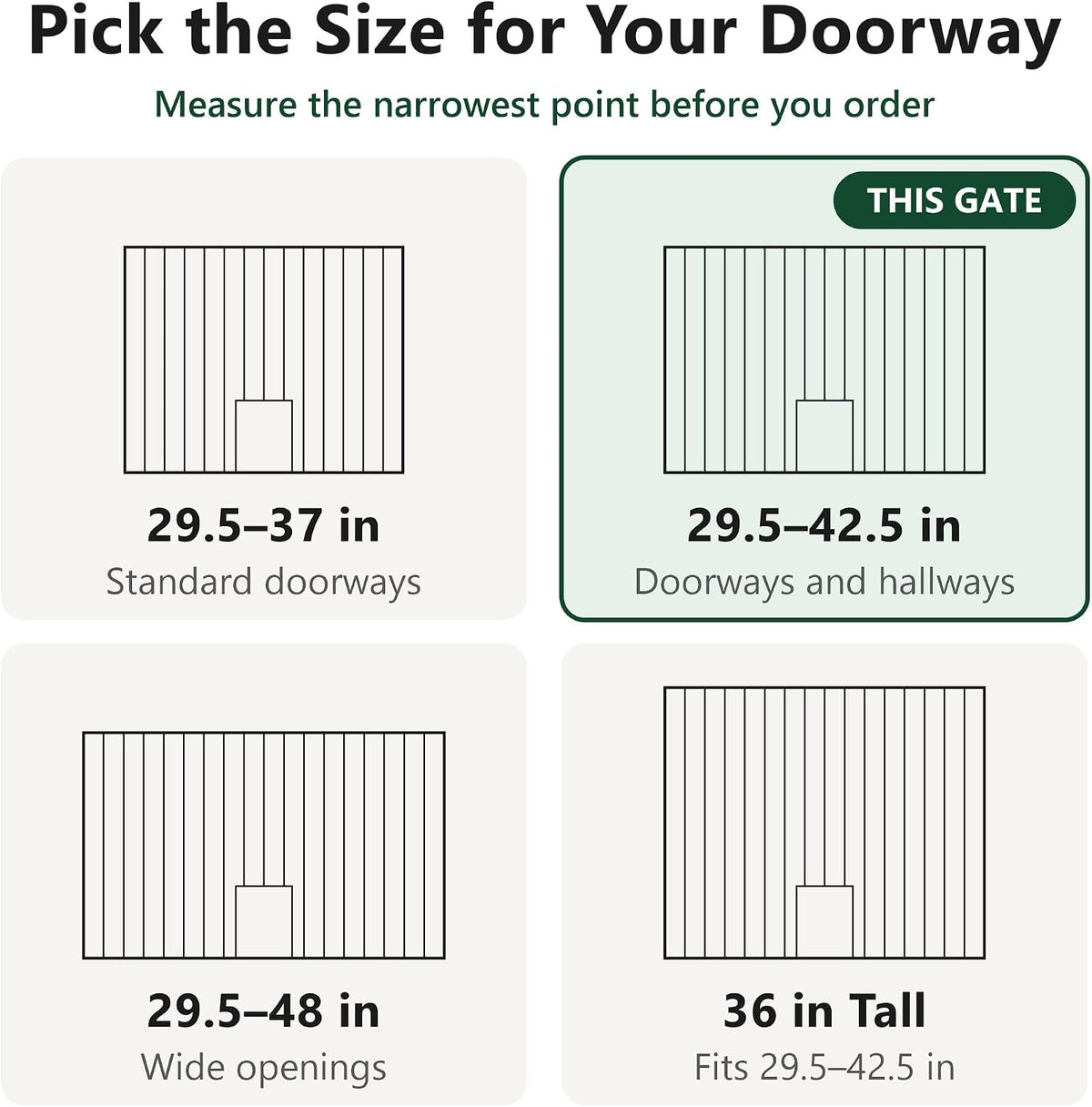 Dog Gate with Adjustable Cat Door, 29.5-42.5 in Wide, Black