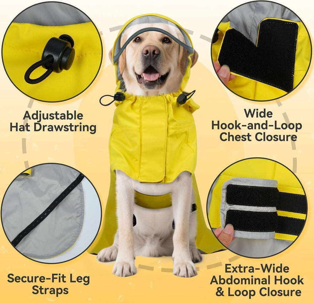 Waterproof Dog Raincoat with Hood, Windproof Rain Jacket for Medium Dogs