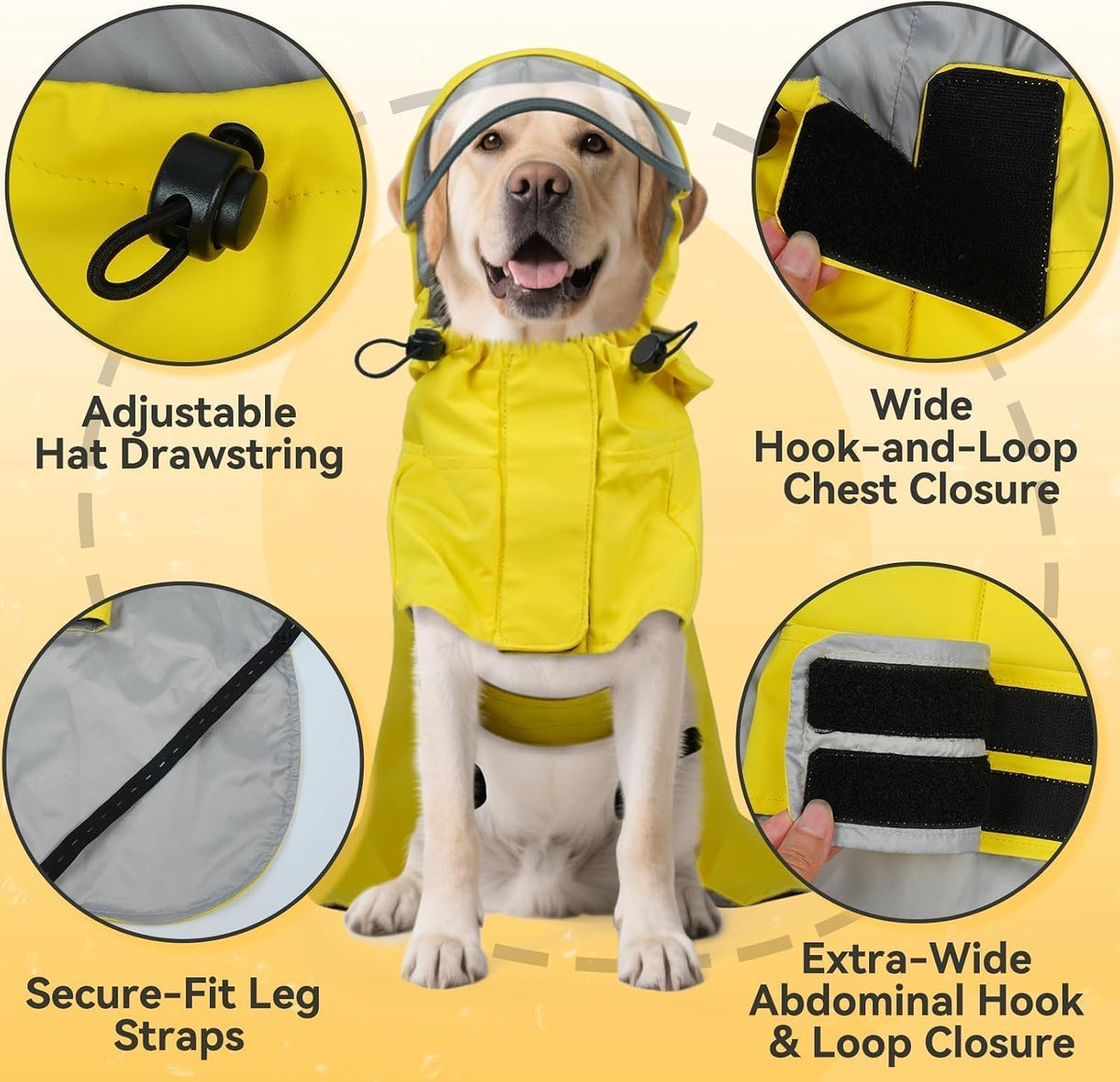 Waterproof Dog Raincoat with Hood, Windproof Rain Jacket for Medium Dogs