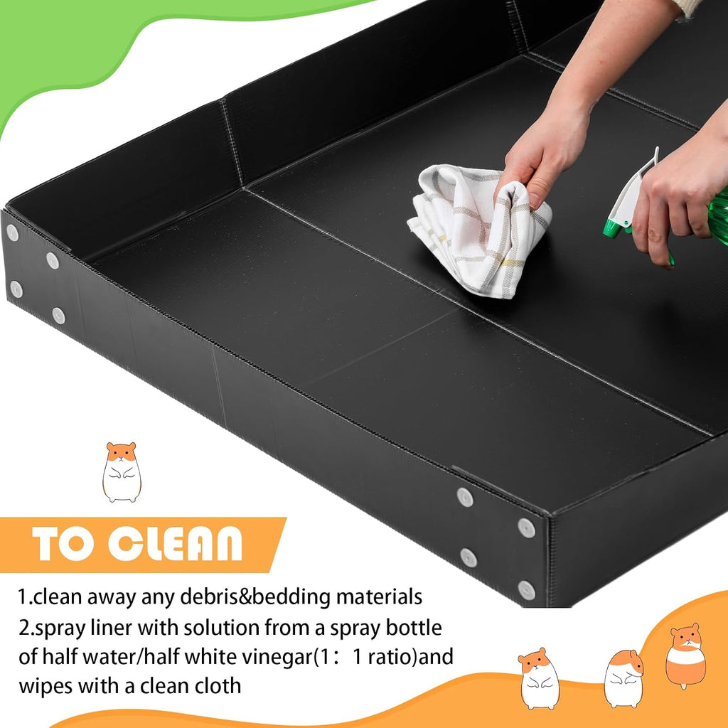 Wenqik 2 Pcs Guinea Pig Cage Liner Corrugated Plastic Base, Dark Black