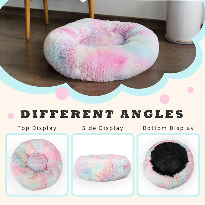 Calming Dog Bed for Medium Dogs Washable Donut 30 inches Anti-Slip Pet Bed - Image 5