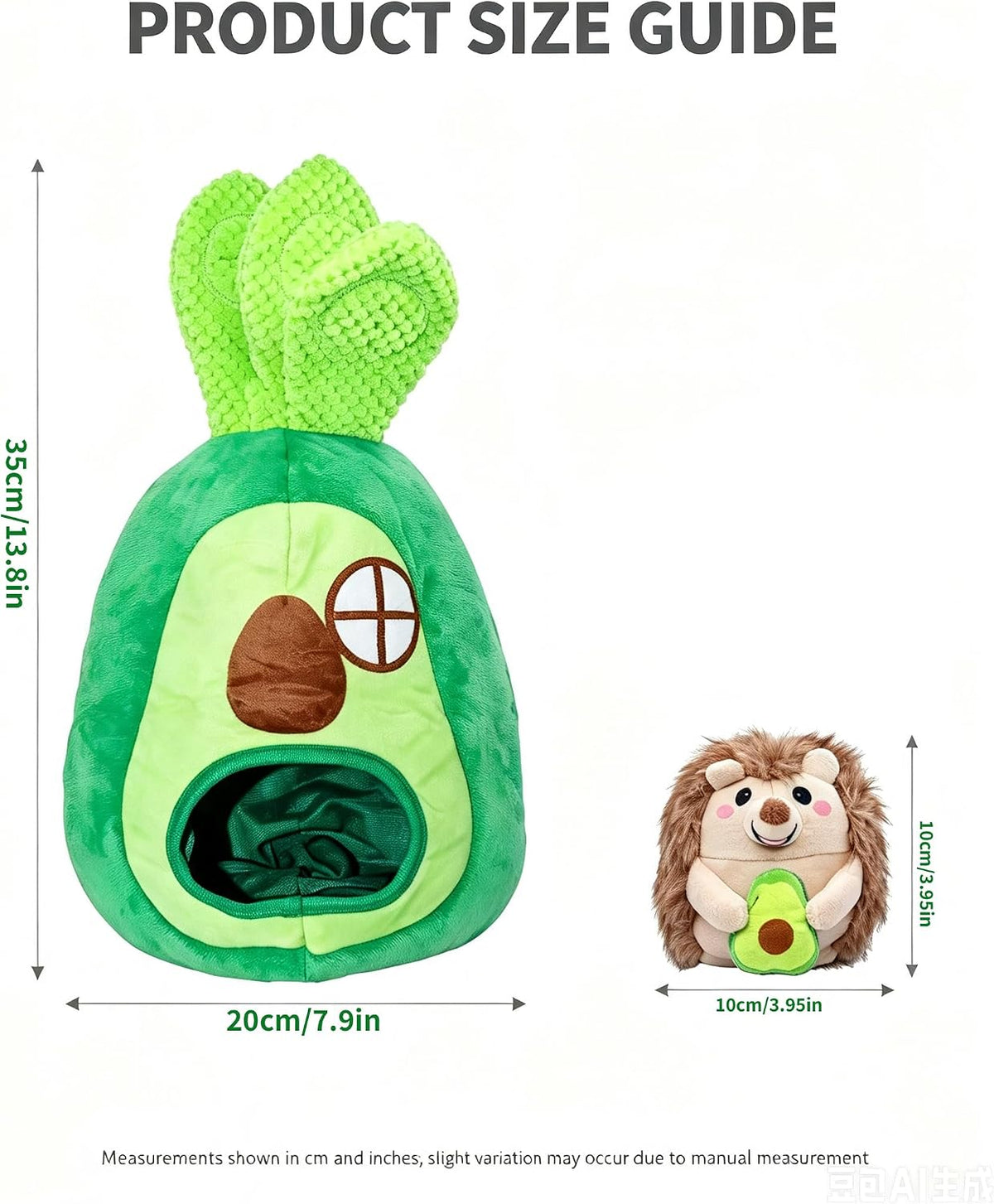 Avocado Hedgehog Hide&Seek Dog Toy, Washable Plush Toy for All Dogs