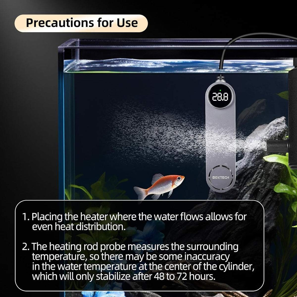 UPETTOOLS Submersible Aquarium Heater, Fish Tank Heater,for 3-12Gallon(50W)