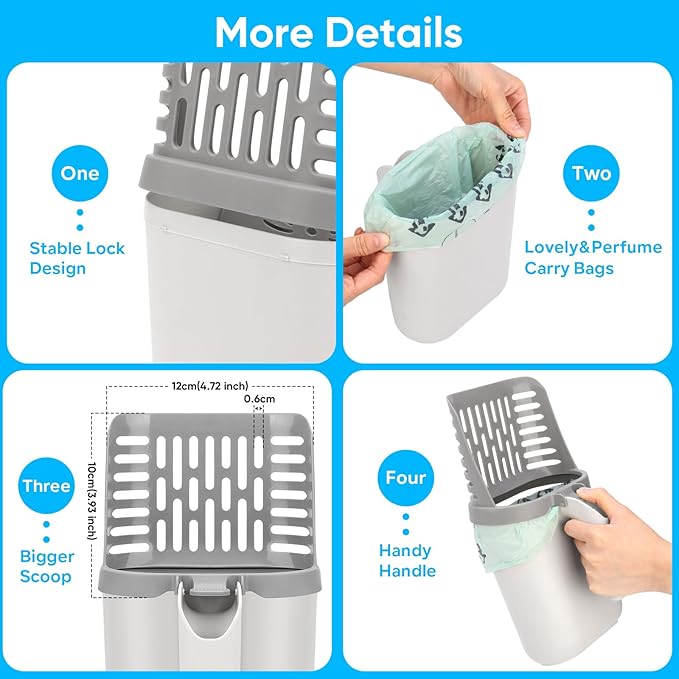MYPIN Cat Litter Scooper with Holder, Upgraded Cat Litter Shovel with Bags - Image 5