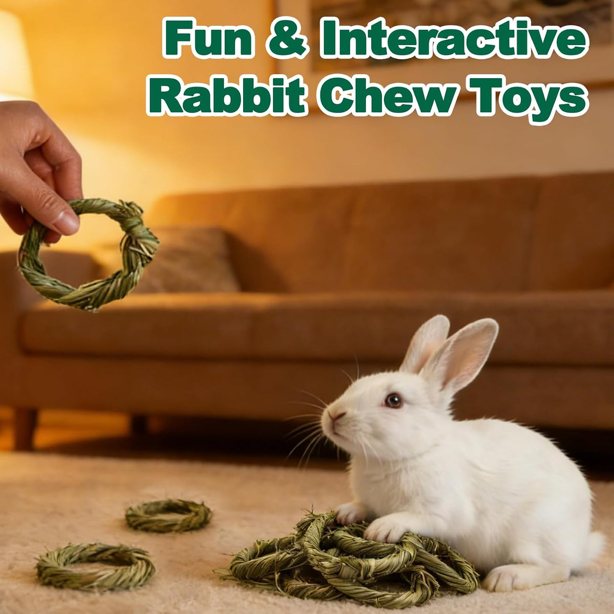 12Pcs Rabbit Timothy Hay Toy Natural Grass Guinea Pig Chew Toys